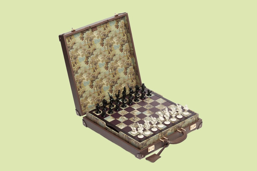 A chessboard in a suitcase